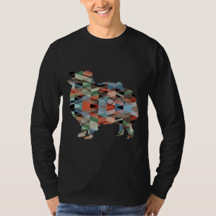 Spitz Hunde Silhouette Geometrisches Muster T-Shirt