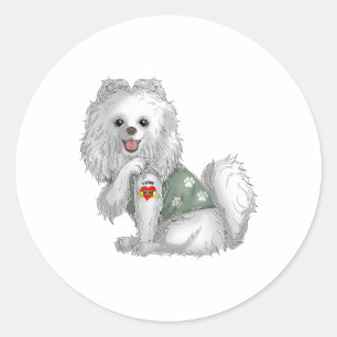 Spitz I Liebe Mama Tattoo Hundeshirt Funny Mothe Runder Aufkleber