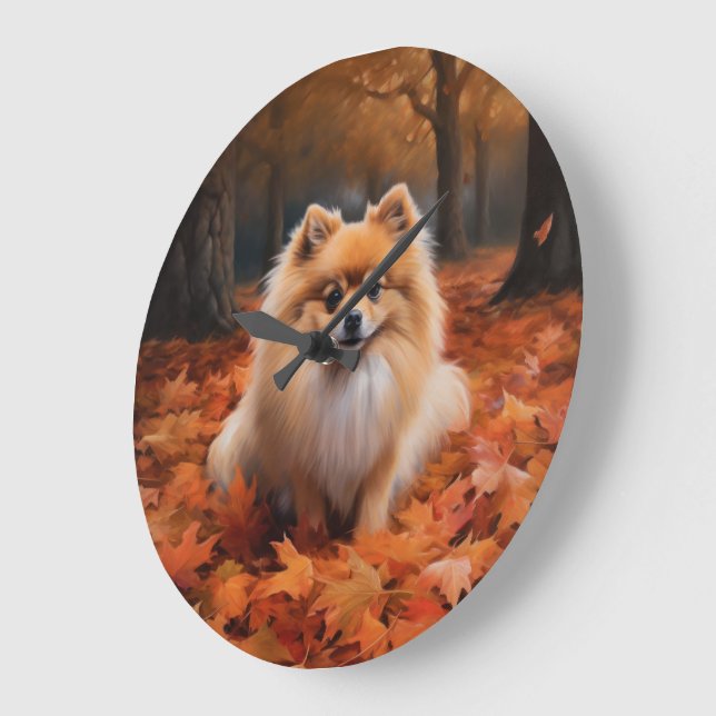 Spitz im Herbst Leaves Fall Inspiriert Große Wanduhr (Winkel)