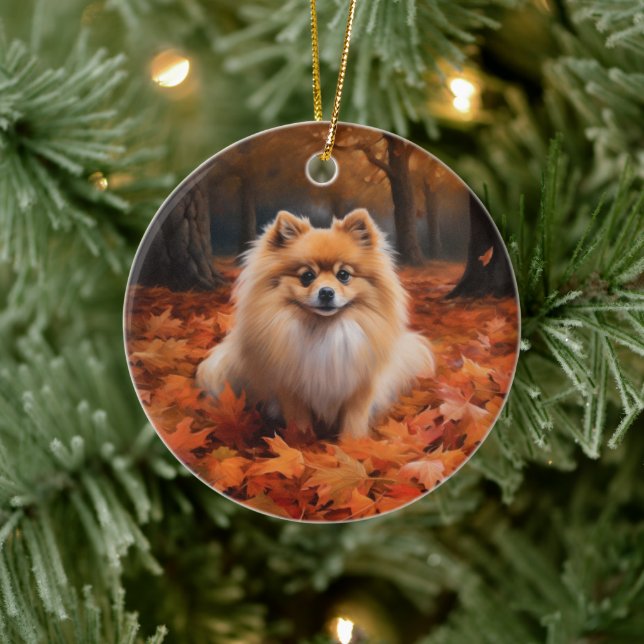 Spitz im Herbst Leaves Fall Inspiriert Keramik Ornament (Baum)