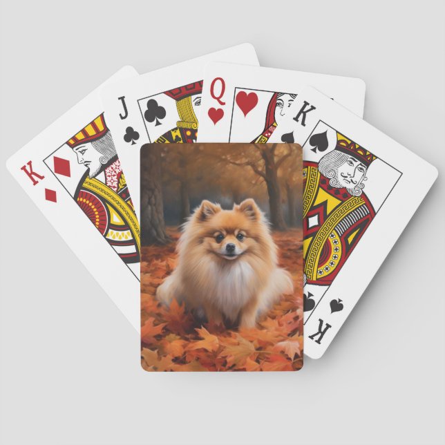 Spitz im Herbst Leaves Fall Inspiriert Spielkarten (Rückseite)