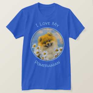 Spitz in Daisies-Malerei - Original Hund-Kunst T-Shirt