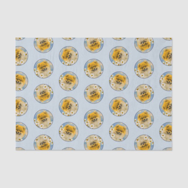 Spitz in Daisis Malerei von Original Hunde Kunst Seidenpapier (Vorderseite)