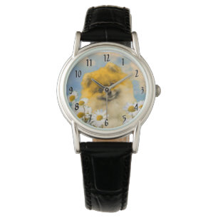 Spitz in der Malerei von Daisis - Originale Hundek Armbanduhr