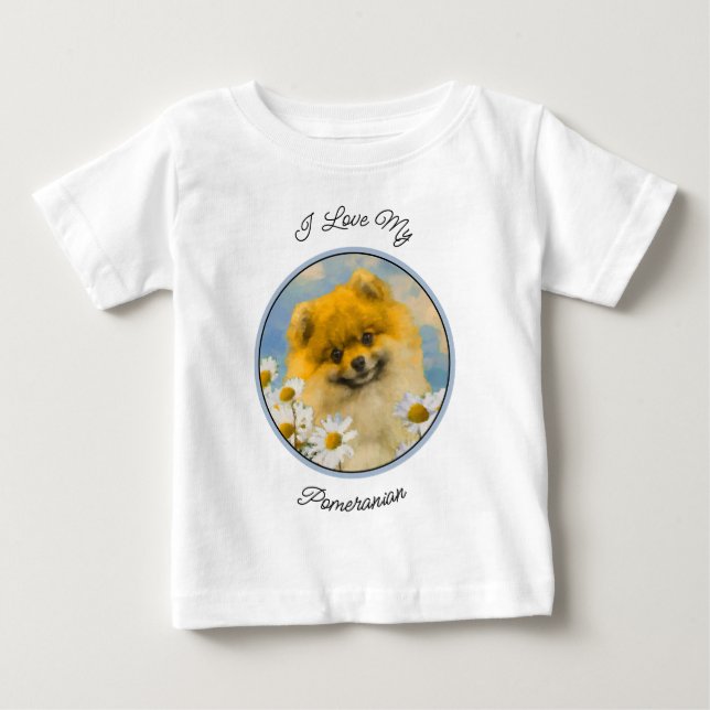 Spitz in der Malerei von Daisis - Originale Hundek Baby T-shirt (Vorderseite)