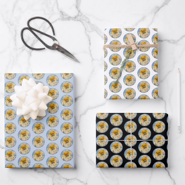 Spitz in der Malerei von Daisis - Originale Hundek Geschenkpapier Set (Vorderseite)