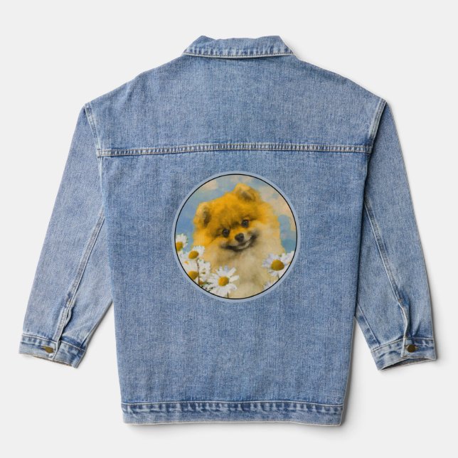 Spitz in der Malerei von Daisis - Originale Hundek Jeansjacke (Rückseite)