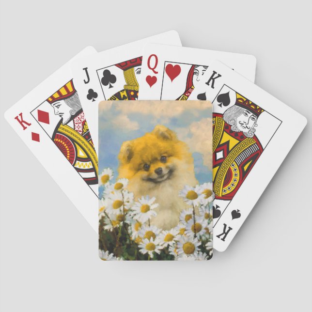 Spitz in der Malerei von Daisis - Originale Hundek Spielkarten (Rückseite)