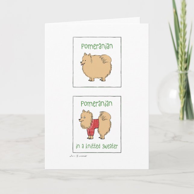 Spitz in einem gegossenen Pulli | Weihnachten (Vorderseite)