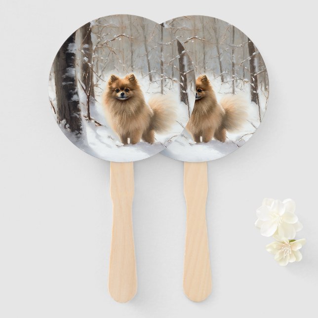Spitz lässt es Weihnachten schneien Fächer (Vorne und Hinten)