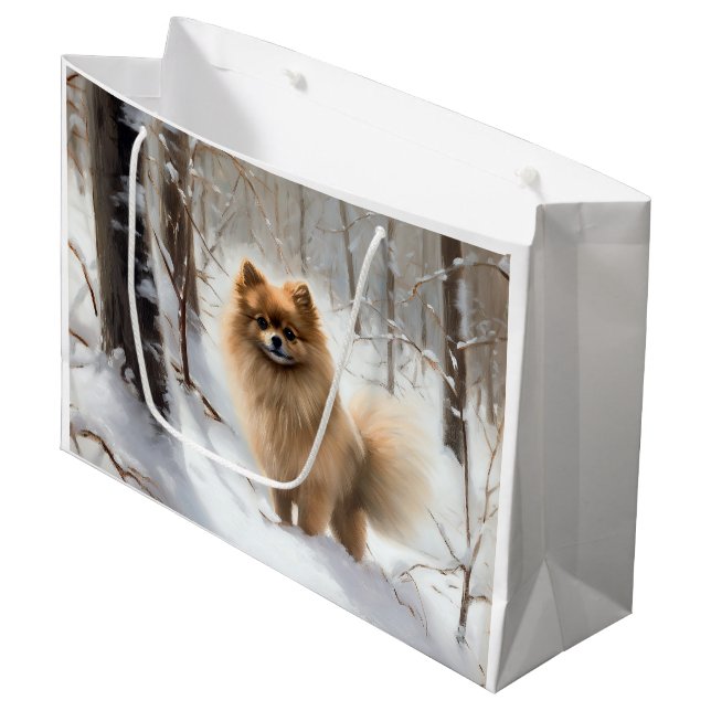 Spitz lässt es Weihnachten schneien Große Geschenktüte (Vorderseite Schrägansicht)