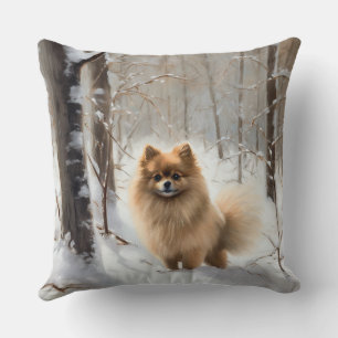 Spitz lässt es Weihnachten schneien Kissen