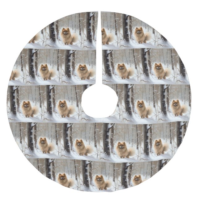 Spitz lässt es Weihnachten schneien Polyester Weihnachtsbaumdecke (Vorderseite)