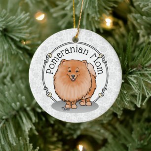 Spitz Mama Pom Mama (orange rot) Niedliche Hunde M Keramik Ornament