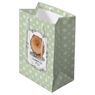 Spitz Mama Pom Mama (orange rot) Niedliche Hunde M Mittlere Geschenktüte