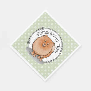 Spitz Mama Pom Mama (orange rot) Niedliche Hunde M Serviette
