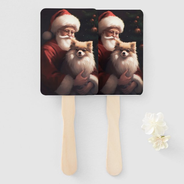 Spitz mit Weihnachtsmann Weihnachten Fächer (Vorne und Hinten)