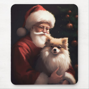 Spitz mit Weihnachtsmann Weihnachten Mousepad