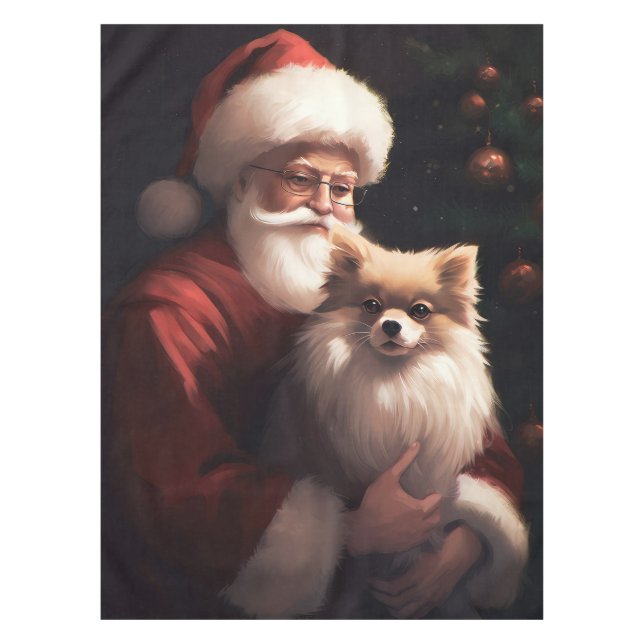 Spitz mit Weihnachtsmann Weihnachten Tischdecke (Vorderseite)