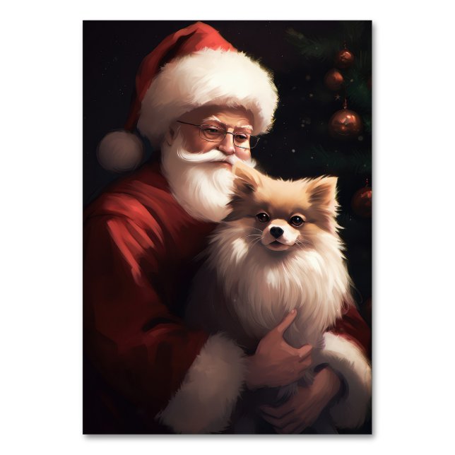 Spitz mit Weihnachtsmann Weihnachten Tischnummer (Vorderseite)
