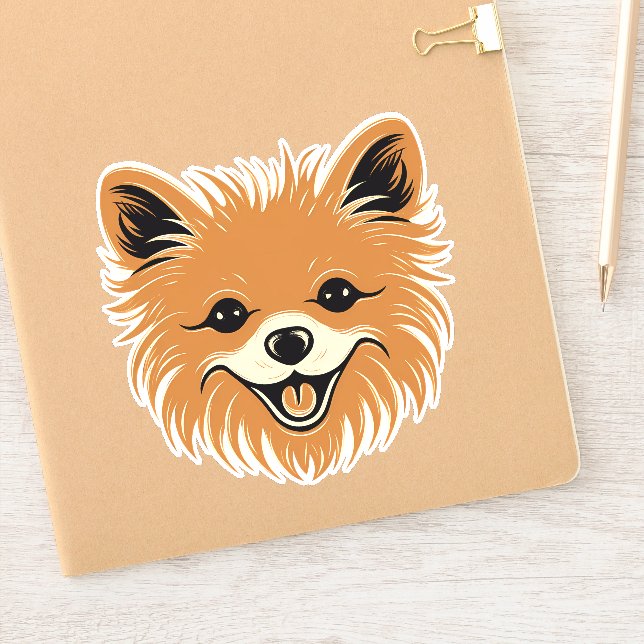 Spitz Niedlich Hunde Gesicht Welpe Cartoon Kontakt Aufkleber (Notizbuch)