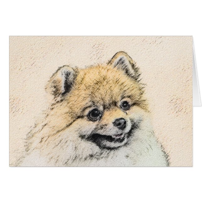 Spitz (Orange) Malerei - Originale Hundekunst (Vorderseite (Horizontal))