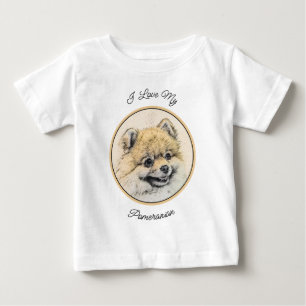 Spitz (Orange) Malerei - Originale Hundekunst Baby T-shirt