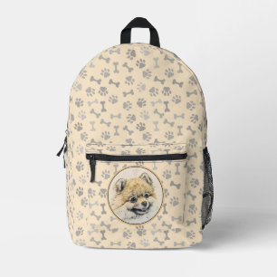 Spitz (Orange) Malerei - Originale Hundekunst Bedruckter Rucksack
