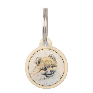 Spitz (Orange) Malerei - Originale Hundekunst Haustiermarke