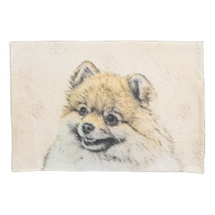 Spitz (Orange) Malerei - Originale Hundekunst Kissenbezug