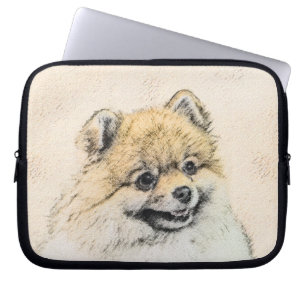 Spitz (Orange) Malerei - Originale Hundekunst Laptopschutzhülle