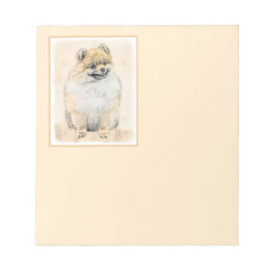 Spitz (Orange) Malerei - Originale Hundekunst Notizblock