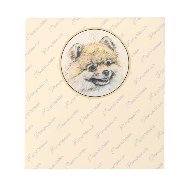 Spitz (Orange) Malerei - Originale Hundekunst Notizblock (Vorderseite)