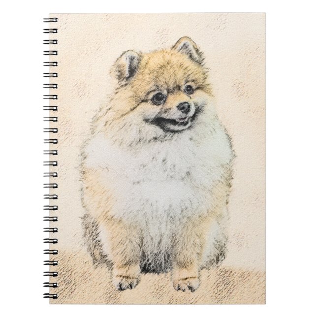 Spitz (Orange) Malerei - Originale Hundekunst Notizblock (Vorderseite)
