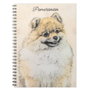 Spitz (Orange) Malerei - Originale Hundekunst Notizblock