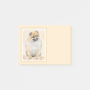Spitz (Orange) Malerei - Originale Hundekunst Post-it Klebezettel