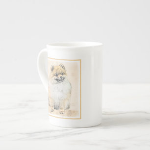Spitz (Orange) Malerei - Originale Hundekunst Prozellantasse