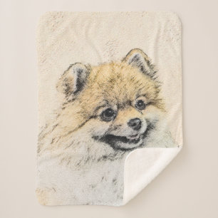 Spitz (Orange) Malerei - Originale Hundekunst Sherpadecke