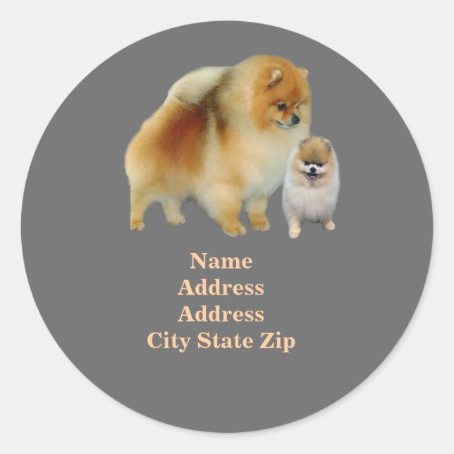 Spitz-Pals-Adressenaufkleber Runder Aufkleber (Vorderseite)
