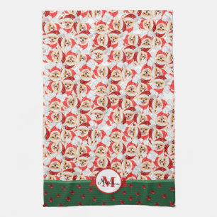 Spitz Pattern Monogram Christmas Dog Geschirrtuch
