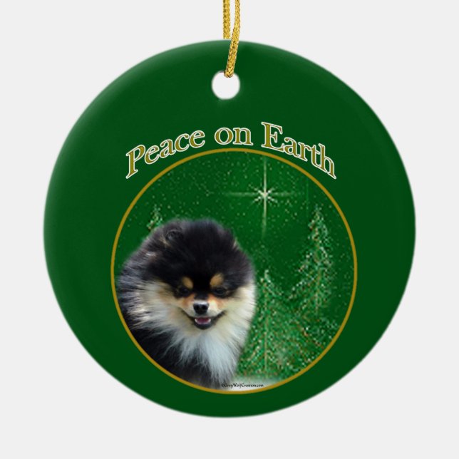 Spitz Peace Keramik Ornament (Vorne)