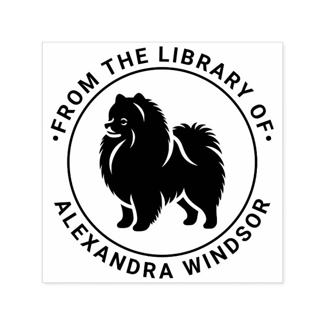 Spitz Pom Dog Stehend Silh Library Name Permastempel (Design)