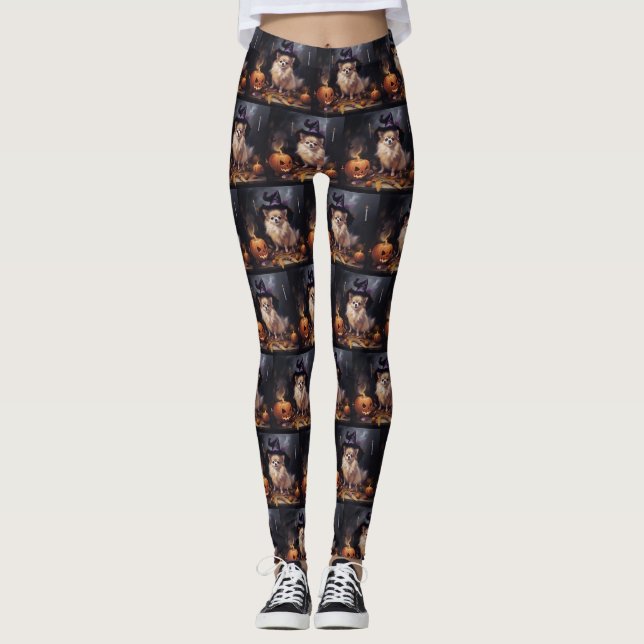 Spitz Pumpkins Halloween Beängstigend Leggings (Vorderseite)