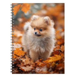 Spitz Puppy Spiral Notebook im Herbst Notizblock