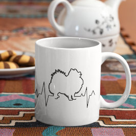 Spitz Rasse Haustier Hund Heartbeat Line Art Liebe Kaffeetasse