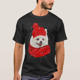 Spitz Red Winter Hat Christmas Scarf Dog T-Shirt