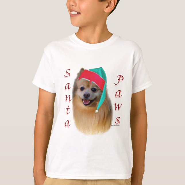 Spitz Santa Paws T-Shirt (Vorderseite)