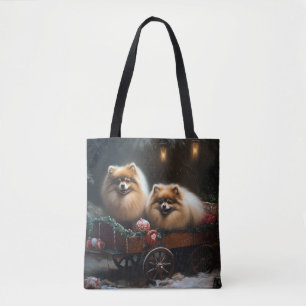 Spitz Snowy Sleigh Weihnachtsdekor Tasche