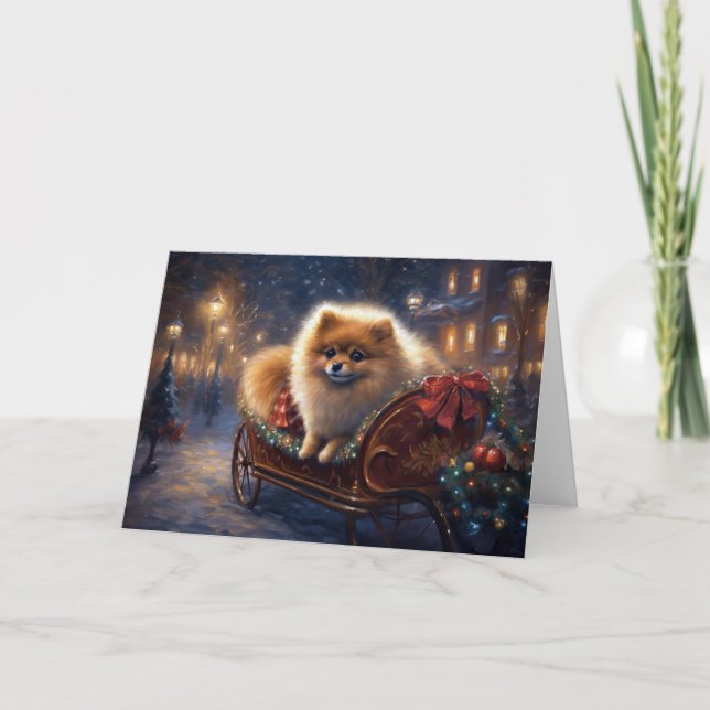 Spitz Weihnachts Feierliche Jahreszeit gebürstet Karte (Vorderseite)