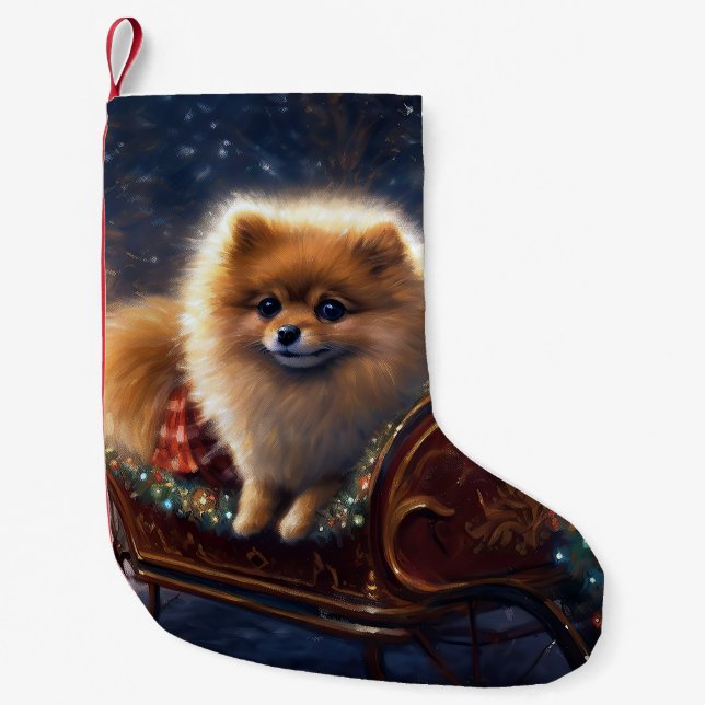 Spitz Weihnachts Feierliche Jahreszeit gebürstet Kleiner Weihnachtsstrumpf (Vorderseite)